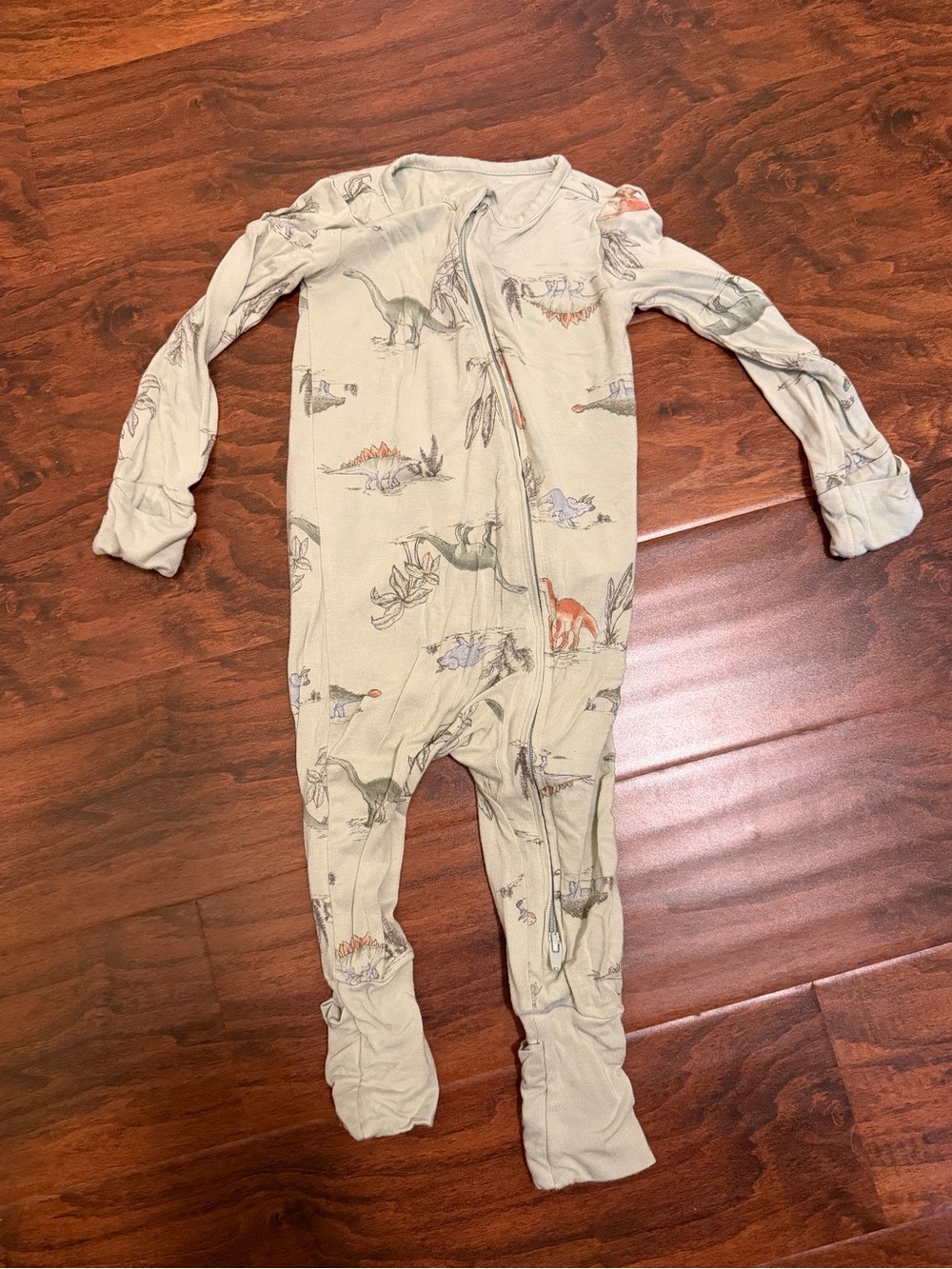 9 month Green Dinosaur Print Zip-Front Baby One-Piece